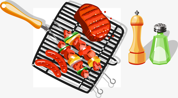 矢量卡通手绘扁平化烧烤bbq背景