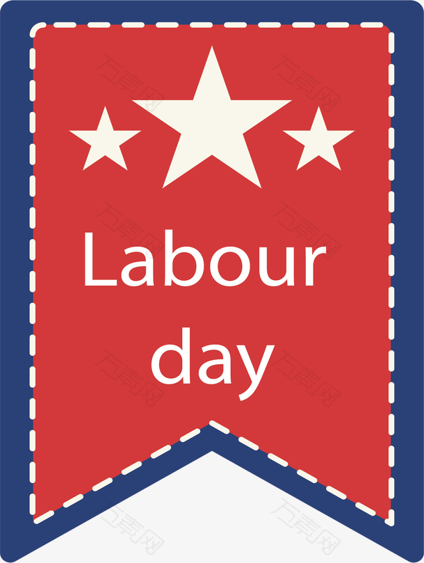红蓝色劳动节旗帜标签