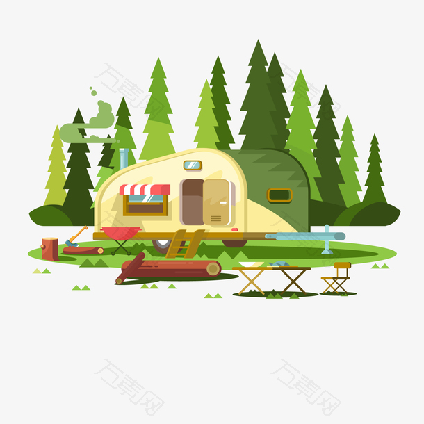 野营风景设计矢量图
