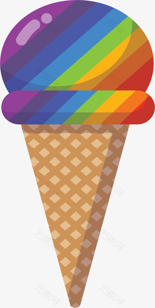 夏天彩虹蛋筒冰激凌