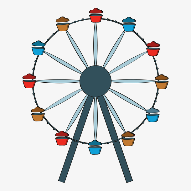 摩天轮手绘卡通