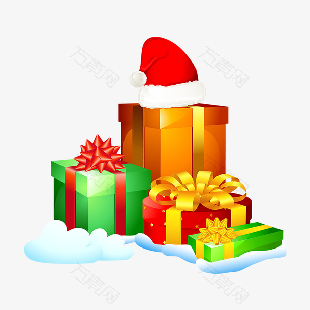 金色喜庆圣诞礼物节日元素