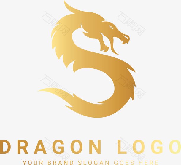 時尚金色的龍logo矢量圖