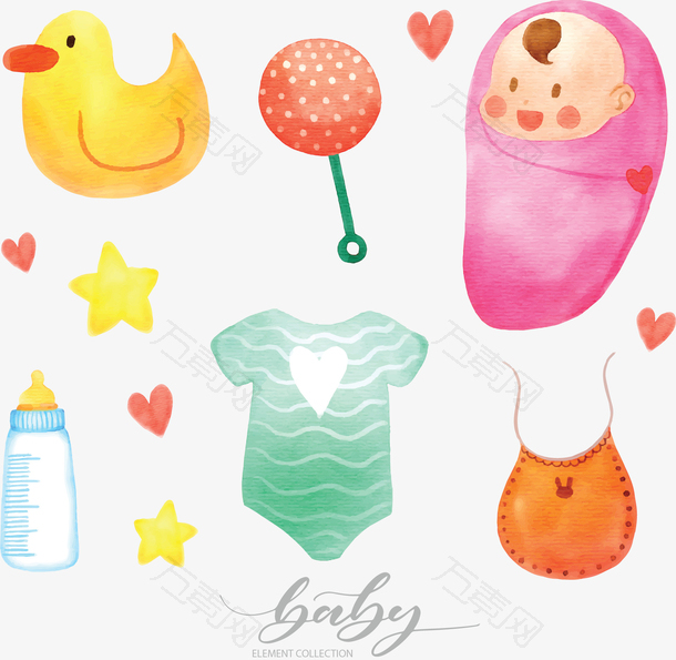 可爱水彩新生儿用品