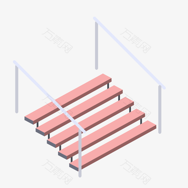 矢量手绘创意粉色楼梯