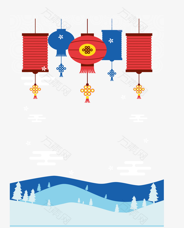 2023年兔年红蓝色中国风灯笼