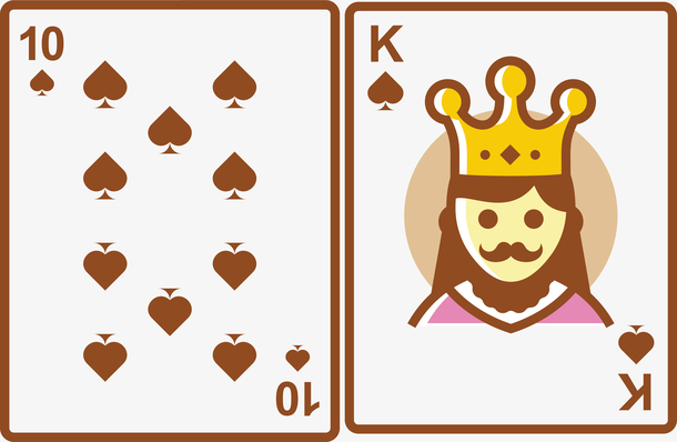 卡通扁平魔术扑克牌黑k黑10素