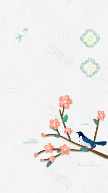 春分花朵桃花鸟春天