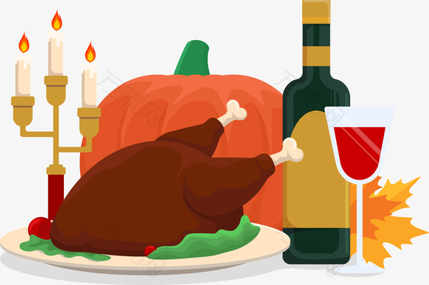 手绘秋季感恩节装饰图案