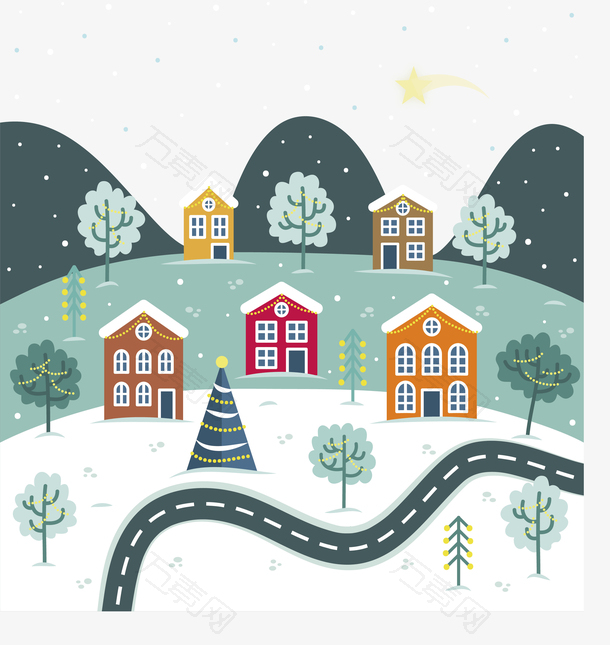 美丽的圣诞节冬日小镇