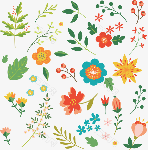 彩色春天花朵花纹