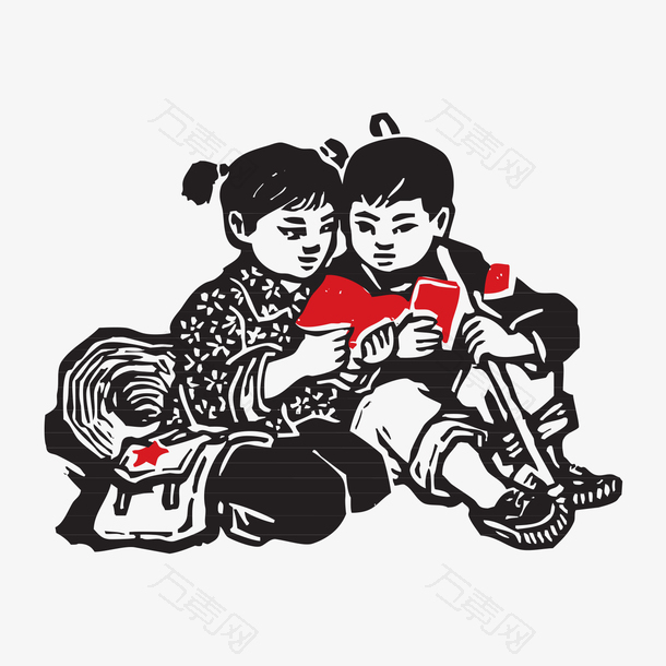 51劳动节劳动孩子剪影