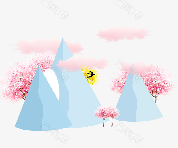 3D手绘春分山水画