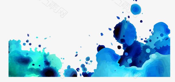 蓝色墨迹水彩名片底纹