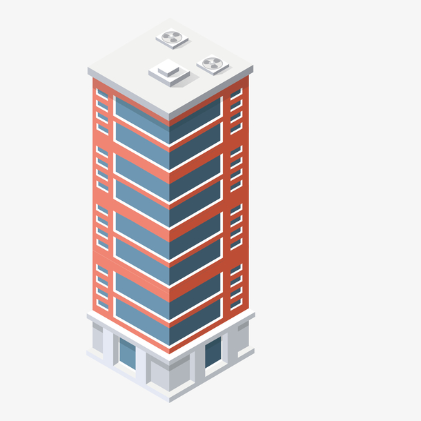 卡通居民楼矢量图下载