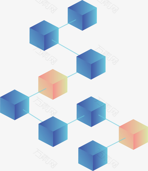 蓝色立体方块网络