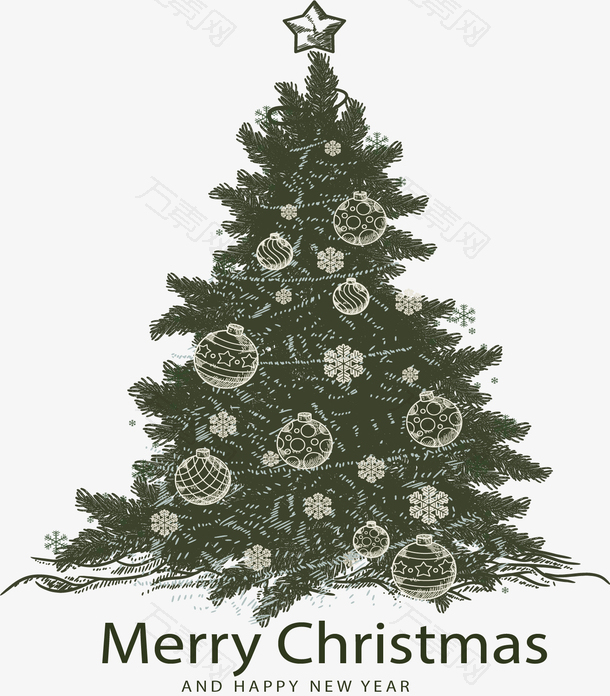 复古风圣诞节圣诞树