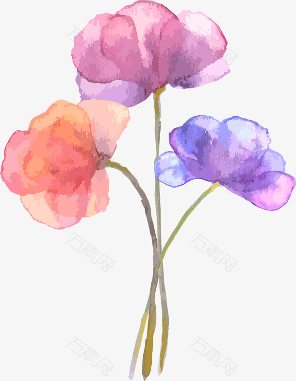 手绘水彩水墨花朵国风花朵