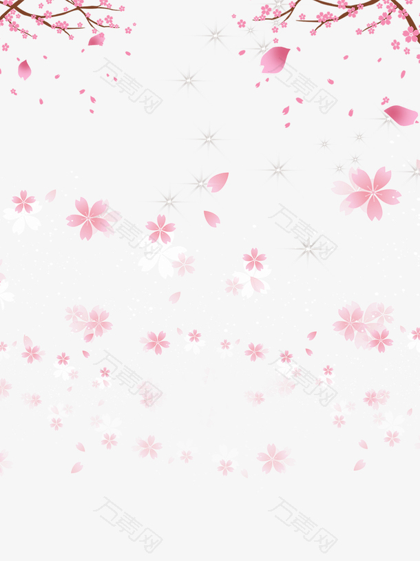 卡通樱花漂浮元素图