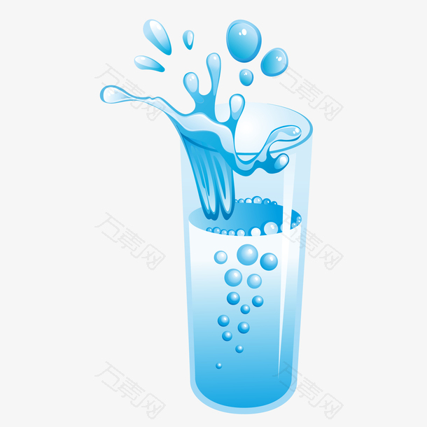 矢量扁平一杯喷溅的水