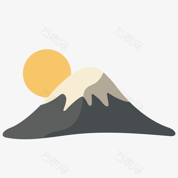 灰色创意富士山元素