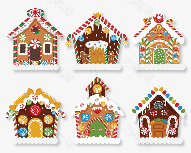 圣诞节主题姜饼人小屋矢量图片