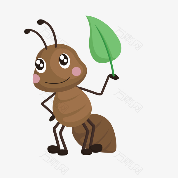 拿着叶子的蚂蚁矢量图