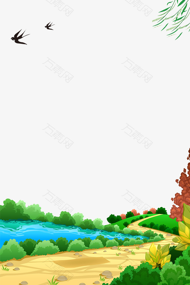 二十四节气之春分春色小道边框