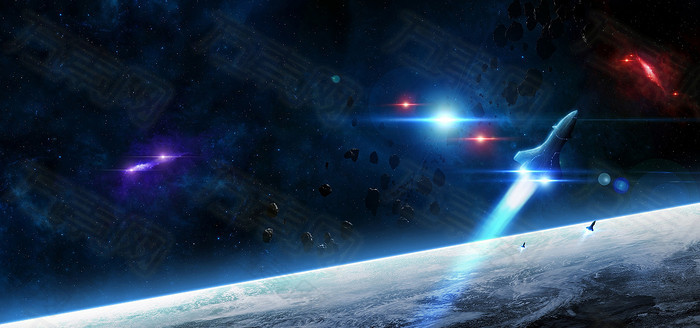 星空陨石太空飞船图片