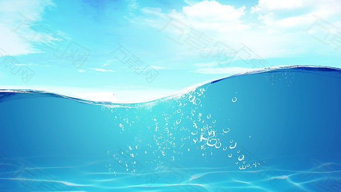 蓝色清澈水波浪背景素材