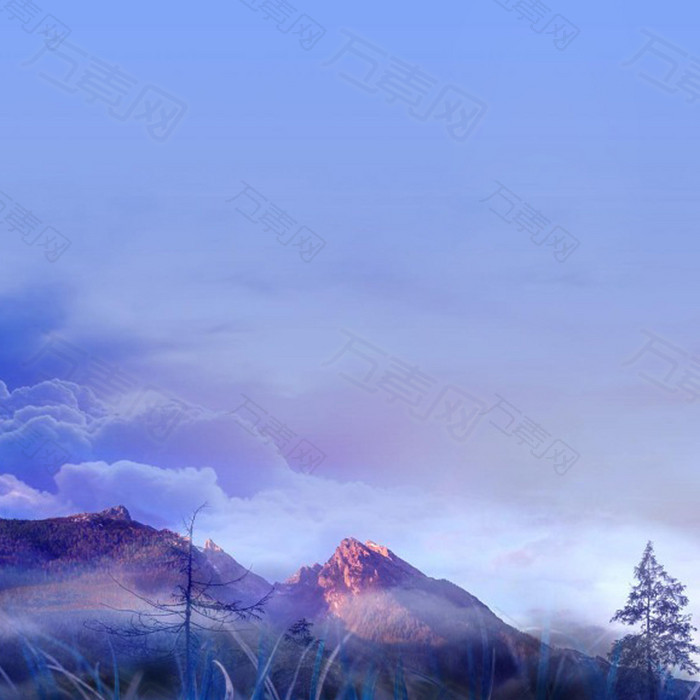 唯美梦幻云山背景图