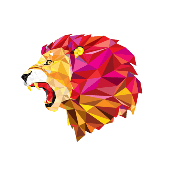 彩色狮子头凶猛侧面