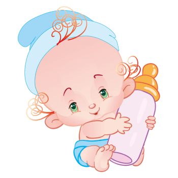 抱着奶瓶的婴儿宝宝