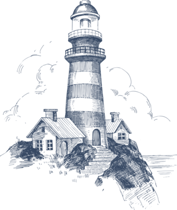 扁平化手绘灯塔