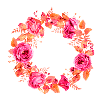 水彩玫瑰花环