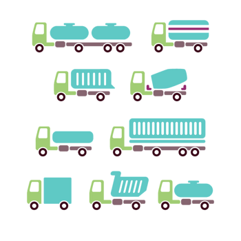 9款卡通载货汽车矢量素材