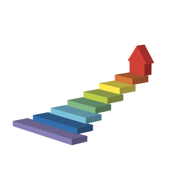 抽象进步的彩虹阶梯