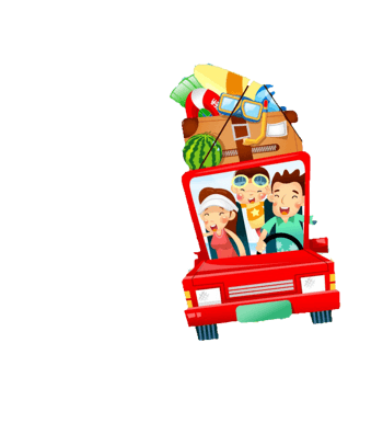 一家三口开车去旅行