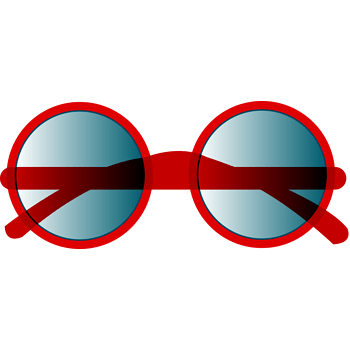 矢量眼镜墨镜卡通红色边框