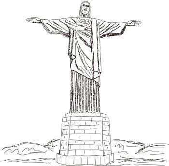 巴西基督山雕像简笔画图片