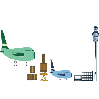 矢量图飞机降落