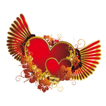 手绘爱心翅膀素材