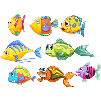 卡通可爱海底鱼儿素材矢量