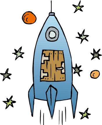 矢量手绘起飞的火箭