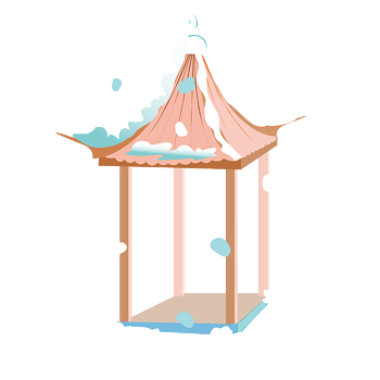 矢量质感粉色卡通亭子