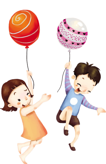 开心玩气球的孩子们