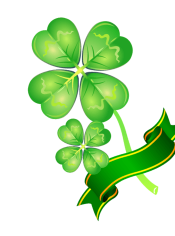 矢量图绿色四叶草丝带