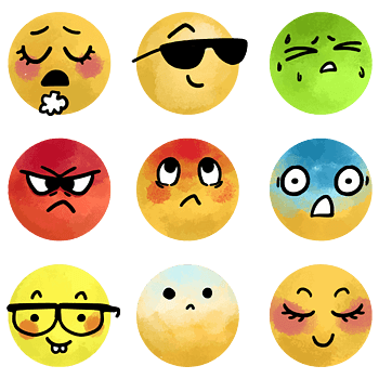 矢量奇妙的水彩表情集合