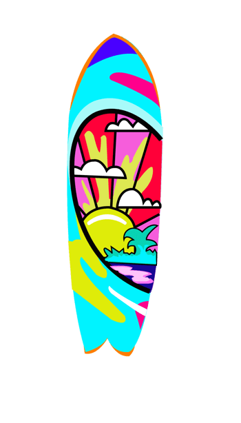 夏日卡通手绘冲浪板