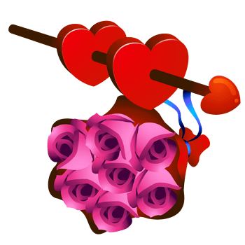 手绘玫瑰心形素材